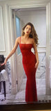 Burgundy Sexy Strapless Spaghetti Strap Lace Mermaid Evening Dress HZ1024