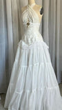 Vintage White Lace Sleeveless Halter Neck Wedding Dress Evening Gown HZ1024