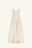 Beige Elegant Spaghetti Strap Midi Bubble Dress HZ1024