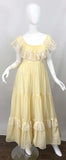 Light Yellow Cotton Tulle Vintage Lace Birthday Party Dress HZ1024