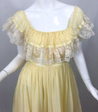 Light Yellow Cotton Tulle Vintage Lace Birthday Party Dress HZ1024