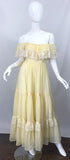 Light Yellow Cotton Tulle Vintage Lace Birthday Party Dress HZ1024
