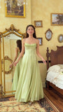 Green A-line spaghetti strap tulle ball gown evening dress HZ1024