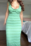 Sexy and Chic Green Skinny Strap Backless Ankle-Length Dress HZ1024