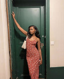 Sexy Red Floral Spaghetti Strap Mermaid Long Ball Gown HZ1024