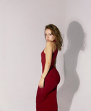 Burgundy Mermaid High Neck Off Shoulder Simple Prom Dress Evening Gown HZ1024