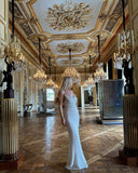 Simple White Mermaid Strap Formal Floor Length Evening Dress HZ1024