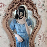 Blue Sweet A-line Short Sleeve Lace Ankle-length Dress HZ1024