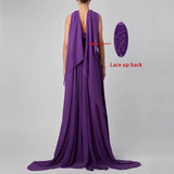 Charming Purple A-line Sleeveless Chiffon High Slit Formal Prom Gown Evening Dress HZ1024