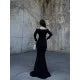 V Neck Off Shoulder Long Sleeve Mermaid Slit Glitter Formal Prom Dress Evening Gown HZ1024