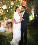 Elegant Mermaid Turtleneck Sleeveless 3D Flower Gown Wedding Dress HZ1024