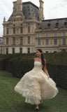 Ivory A-line Tulle Layered Pleated Princess Ball Gown Evening Dress HZ1024