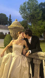 Elegant Ivory A-line Strapless Wedding Dress with Train HZ1024