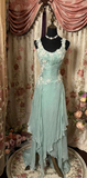 Vintage Green A-line Strap Lace Beaded Tulle Train Ball Gown Evening Dress HZ1024