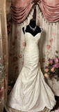 Vintage Ivory White Fish Strap Pleated Wedding Dress HZ1024