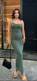 Simple Green Mermaid Spaghetti Strap Bodycon Ankle Length Ball Gown Evening Dress HZ1024