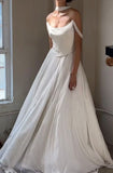 Elegant Ivory A-Line Off-Shoulder Tulle Wedding Dress HZ1024