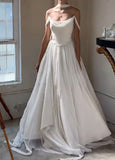 Elegant Ivory A-Line Off-Shoulder Tulle Wedding Dress HZ1024