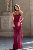 Chic Burgundy Off-the-shoulder Mermaid Floor-length Prom Dress Evening Dress HZ1024