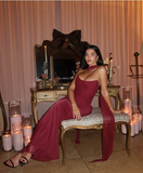 Chic Burgundy Off-the-shoulder Mermaid Floor-length Prom Dress Evening Dress HZ1024