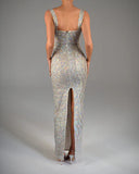Sexy Champagne Mermaid Strap Sparkling Ball Gown Evening Dress HZ1024