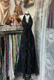 Charming Black Halter V Neck Ball Gown Evening Dress HZ1024