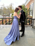 Charming Lavender Sweetheart Neck Strapless Satin Floor Length Formal Prom Gown Evening Dress HZ1024