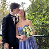 Charming Lavender Sweetheart Neck Strapless Satin Floor Length Formal Prom Gown Evening Dress HZ1024