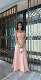 Elegant pink A-line strapless front slit floor-length ball gown evening dress HZ1024
