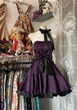 Charming Purple A-Line Off-The-Shoulder Sleeveless Bow Homecoming Dress HZ1024
