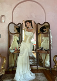 Elegant Ivory Strapless A-Line Tulle Evening Gown Wedding Dress HZ1024