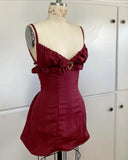 Beautiful Burgundy Strap Short Homecoming Dress HZ1024