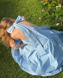 Chic Blue Off-the-shoulder Sleeveless Backless Lace-up Tutu Ball Gown HZ1024