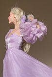 Charming Purple A-line Short Sleeve Flowing Floor-length Ball Gown Evening Dress HZ1024