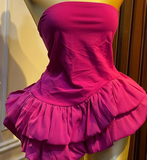Sexy Bright Pink Mermaid Strapless Sleeveless Short Homecoming Dress HZ1024