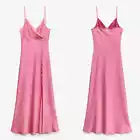 Pretty Pink Spaghetti Strap Slit Birthday Party Dress Prom Dress HZ1024