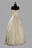 Vintage Ivory Off Shoulder A-Line Long Party Dress Vintage Wedding Dress HZ1024