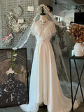 Vintage Chiffon Lace Turtleneck Wedding Dress HZ1024