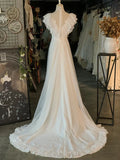 Vintage Chiffon Lace Turtleneck Wedding Dress HZ1024