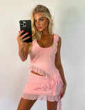 Sexy Pink Two Piece Low Cut Chiffon Ruffle Party Dress Homecoming Dress HZ1024