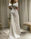 Exquisite Mermaid Off-the-shoulder Applique Beaded Backless Wedding Dress HZ1024