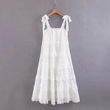 White sleeveless halter ruffled maxi dress HZ1024