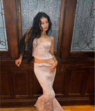 Sexy Two Piece Halter Mermaid Party Dress Prom Dress HZ1024