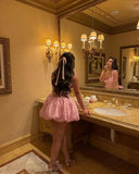 Pretty Pink A-line Strap Mini Party Dress Homecoming Dress HZ1024
