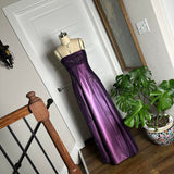 A-line Purple Satin and Tulle Straps Long Party Dress, Purple Floor Length Prom Dress HZ1024