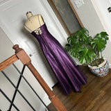 A-line Purple Satin and Tulle Straps Long Party Dress, Purple Floor Length Prom Dress HZ1024