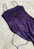 A-line Purple Satin and Tulle Straps Long Party Dress, Purple Floor Length Prom Dress HZ1024