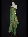 Cute Green Straps High Low Satin Chic Party Dress, Green Prom Dress Evening Dress HZ1024