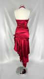 Chic Red Halter Neck Irregular Hem Satin Mermaid Ball Gown HZ1024