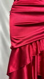 Chic Red Halter Neck Irregular Hem Satin Mermaid Ball Gown HZ1024